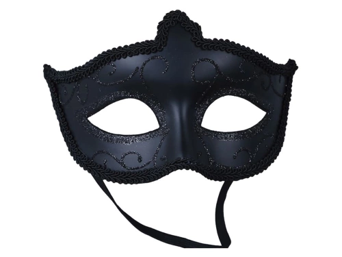 Maska karnawałowa czarna z brokatem - 1 szt.
