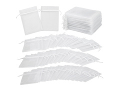 Woreczki z organzy dla gości - białe, gładkie - 9 x 12 cm - 100 szt.