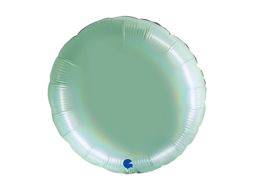 Balon foliowy okrągły holograficzny turkusowy - 30" - 1 szt.