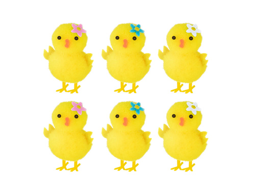 Kurczaki wielkanocne z kwiatkiem - 4,5 cm - 6 szt.