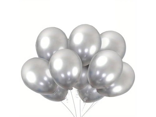 Balony lateksowe lustrzane srebrne - 30 cm - 10 szt.