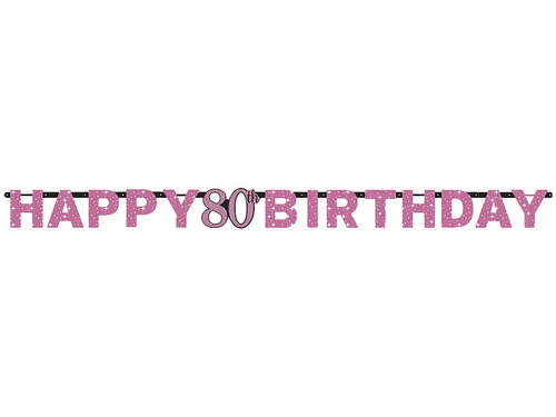 Baner Happy Birthday na osiemdziesiątkę - 213 cm - 1 szt.