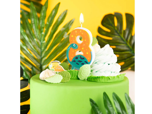 Świeczka cyferka Dinozaury - 8 - osiem