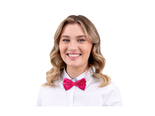 Mucha cekinowa różowa - 7 x 12 cm - 1 szt.