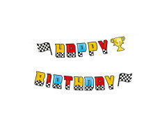 Baner Happy Birthday Wyścigówki - 220x17cm - 1 szt.