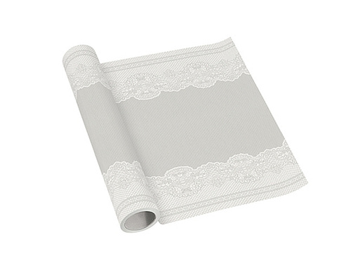 Dekoracja bieżnik na stół z wzorem srebrny - 40 cm x 5 m - 1 szt.