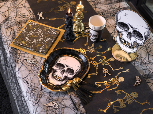 Talerzyki papierowe halloweenowe - Czaszka - 19 x 25 cm - 10 szt.