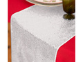 Dekoracja bieżnik cekinowy na stół - srebrny - 28 cm x 2 m - 1 szt.