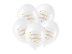 Balony lateksowe Happy Birthday - 27 cm - 5 szt.