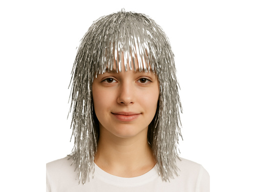 Peruka foliowa srebrna - 1 szt.