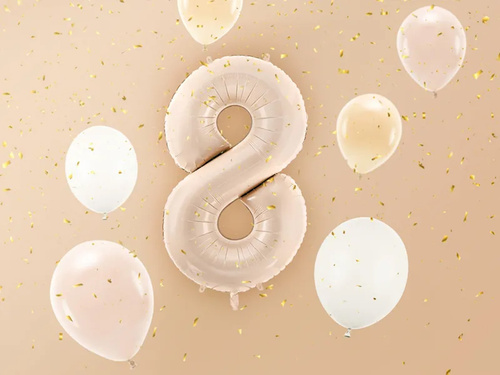 Balon foliowy cyfra 8 ciemnobeżowa - 72 cm - 1 szt.