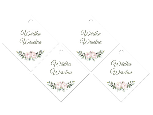 Zawieszki z wstążeczką na wódkę weselną - 12 szt.