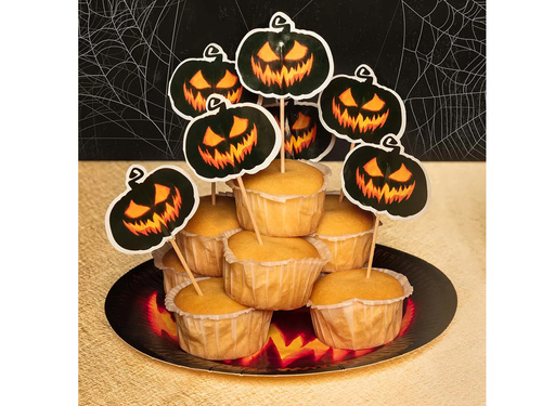 Pikery na ciasto Straszna Dynia - 12 szt.