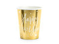 Kubeczki papierowe złote Happy New Year - 220 ml - 6 szt.