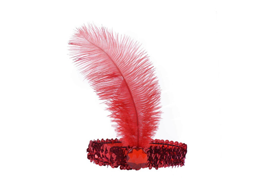 Opaska z piórem Retro czerwona - 1 szt.