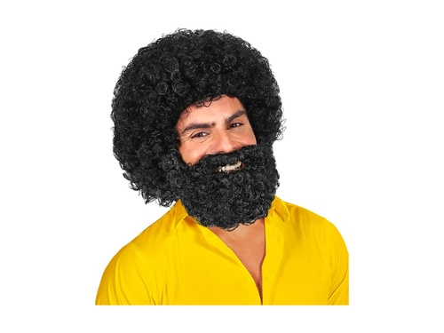 Czarna peruka Jerome z brodą