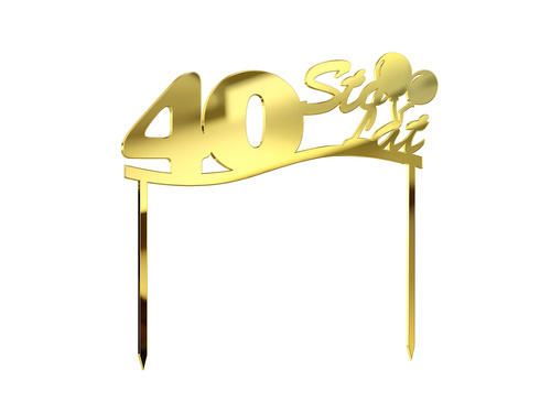 Topper z lustrzanej pleksi złoty na tort 40 urodziny