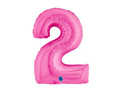 Balon foliowy cyfra 2 fuksjowy - 14" - 1 szt.