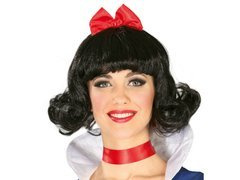 Czarna peruka z kokardką - 1 szt.