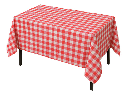 Obrus foliowy w biało-czerwoną kratkę - 137 x 274 cm - 1 szt.