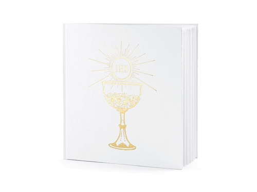 Księga gości na komunię z kielichem - biała - 22 kartki - 1 szt.