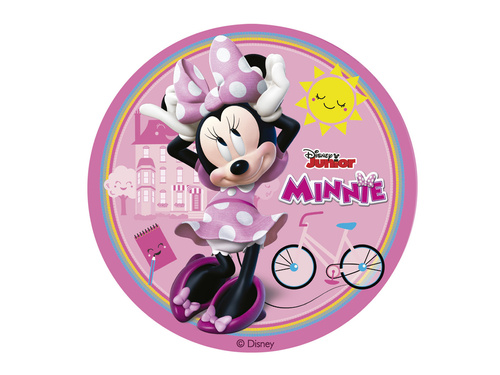 Dekoracyjny opłatek tortowy Myszka Minnie - 15,5 cm - 1 szt.