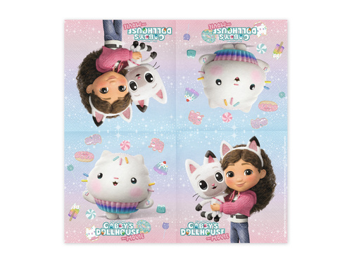 Serwetki urodzinowe Koci domek Gabi - 33 cm - 20 szt.