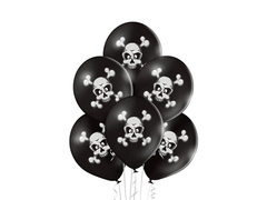 Balony lateksowe Czaszka Halloween - 30 cm - 6 szt.