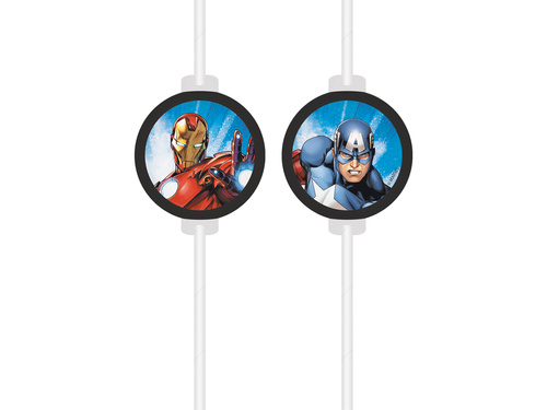 Słomki urodzinowe Avengers - 4 szt.