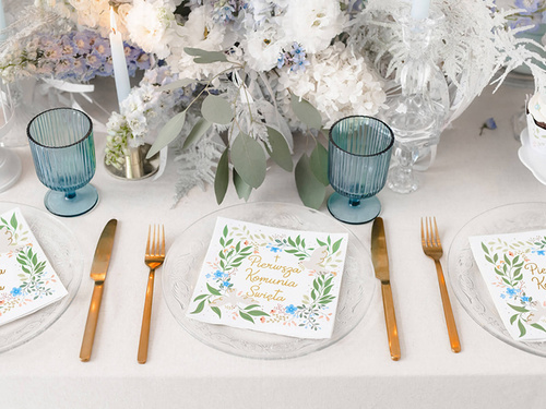 Serwetki Pierwsza Komunia Święta z listkami - 33 cm - 20 szt.