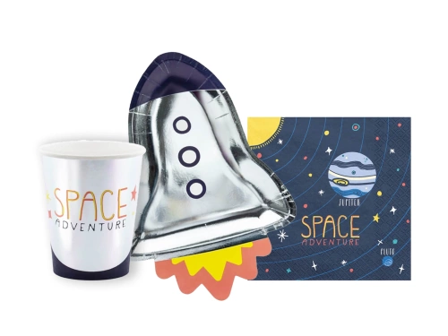 Zestaw kubeczki + talerzyki papieowe Kosmos - 44 szt.