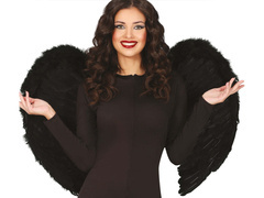 Skrzydła anioła czarne z piórami - 80 x 55 cm - 1 szt.