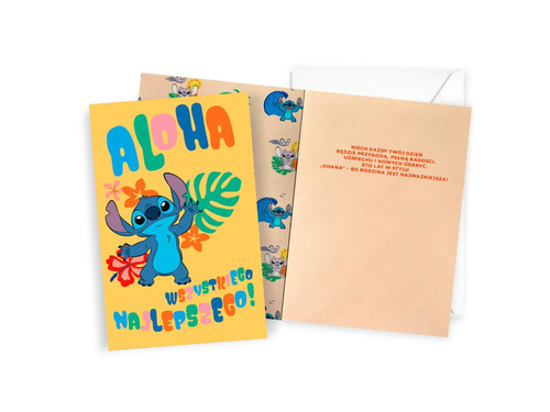 Kartka urodzinowa dla dziecka Stitch - 11 x 17 cm 1 szt.
