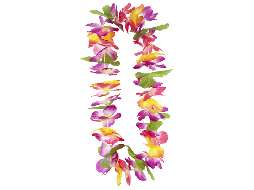 Naszyjnik girlanda hawajska wielokolorowa z listkami - 1 szt.