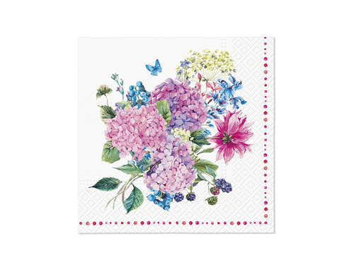 Serwetki urodzinowe Bukiet hortensji - 33 cm - 20 szt.