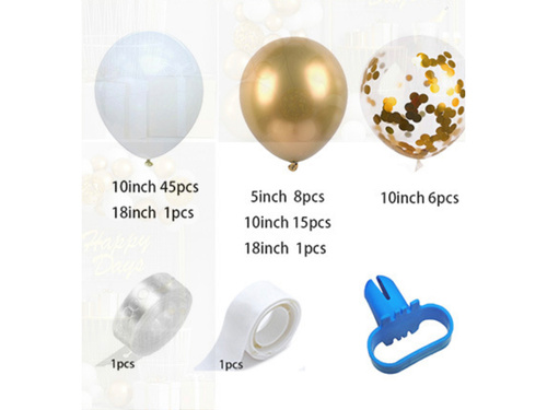 Zestaw balonów do girlandy balonowej biało-złoty - 79 szt.