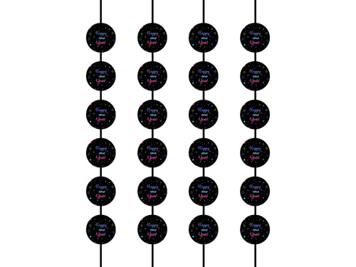 Dekoracja wisząca Happy New Year - 4 szt.