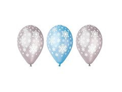 Balony Płatki Śniegu na Boże Narodzenie - 30 cm - 5 szt.