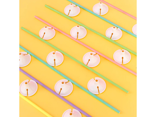 EKO Patyczki papierowe z zatyczkami do balonów - mix pastelowych kolorów - 10 szt.