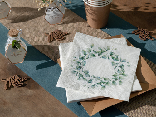 Serwetki z listkami eukaliptusa - 33 cm - 20 szt.