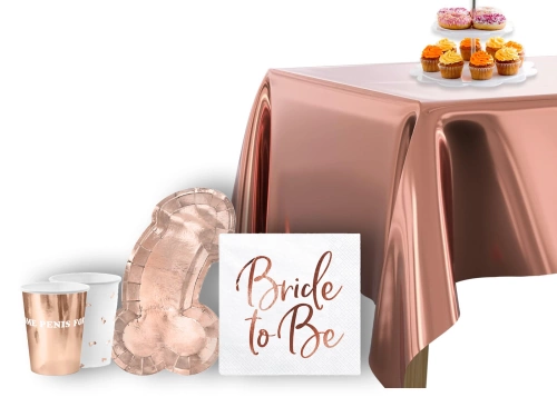 Zestaw obrus + kubeczki + serwetki + talerzyki papierowe Same penis forever różowe złoto - 39 szt.