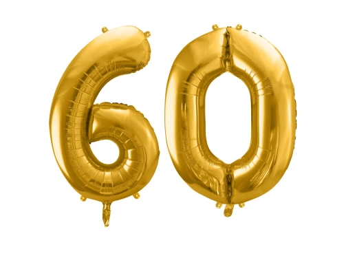 Balony foliowe cyfra 60 złote - 86 cm - 2 szt.
