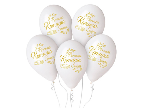 Balony lateksowe Pierwsza Komunia Święta - 33 cm - 5 szt.