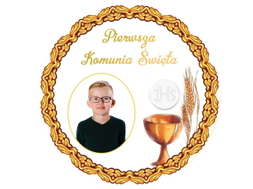 Opłatek na ciasto tort tortowy komunijny personalizowany Komunia