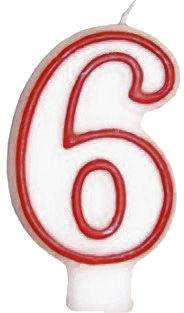 Świeczki cyferki z czerwoną obwódką - 60 - sześćdziesiątka - 2 szt.