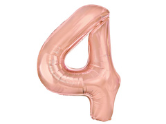 Balon foliowy złoty róż cyfra cztery 4 - 70 cm - 1 szt.