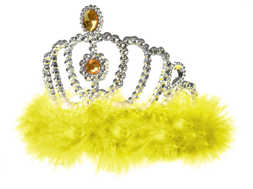 Tiara diadem z żółtym futerkiem - 1 szt..