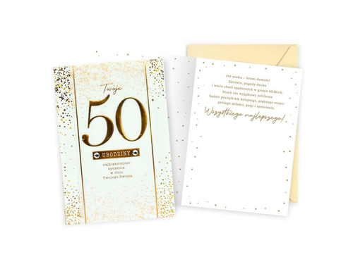 Kartka na pięćdziesiąte urodziny - 16.6 x 11.7 cm - 1 szt.