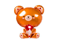 Balon foliowy Miś z różą - 51x48cm - 1 szt.