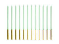 Świeczki urodzinowe zielono-złote - 14 cm - 12 szt.